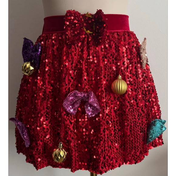 Women's Love On A Hanger Red Sequin Christmas Mini Skirt XS - Picture 1 of 4